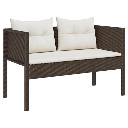 Udendørs Sofa Set Brun og Creme Rattan, Træ, Stof Medium