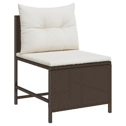 Udendørs Sofa Set Brun og Creme Rattan, Træ, Stof Medium