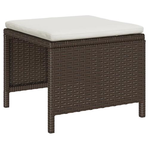 Udendørs Sofa Set Brun og Creme Rattan, Træ, Stof Medium