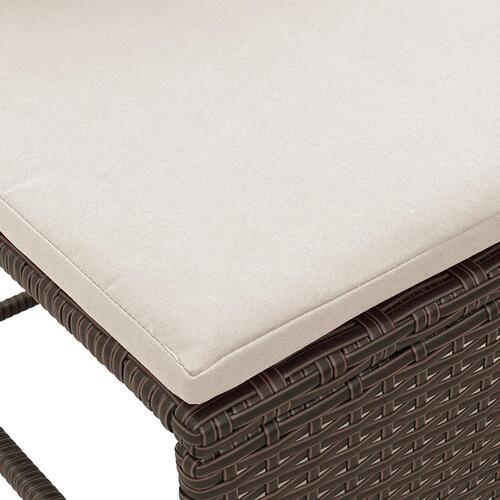 Udendørs Sofa Set Brun og Creme Rattan, Træ, Stof Medium