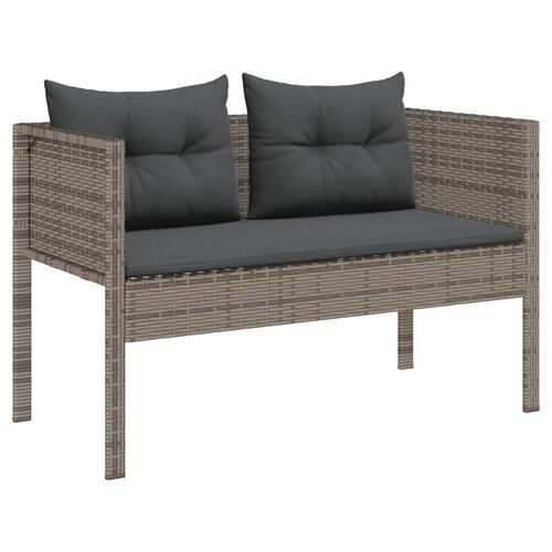 Udendørs Sofa Sæt Grå og mørkegrå Rattan, hærdet glas Mellem