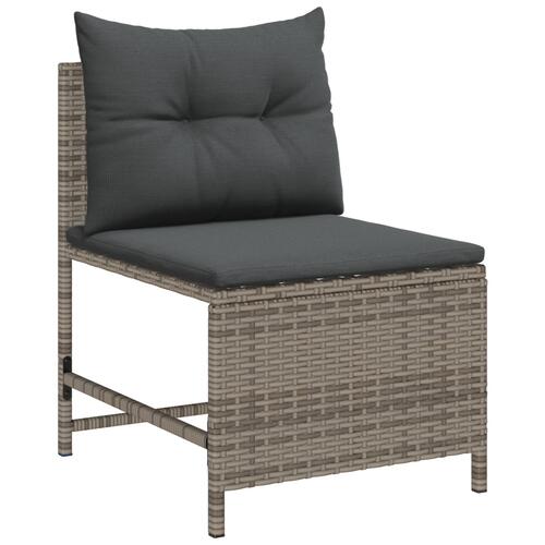 Udendørs Sofa Sæt Grå og mørkegrå Rattan, hærdet glas Mellem
