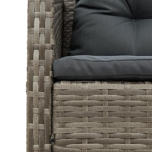 Udendørs Sofa Sæt Grå og mørkegrå Rattan, hærdet glas Mellem
