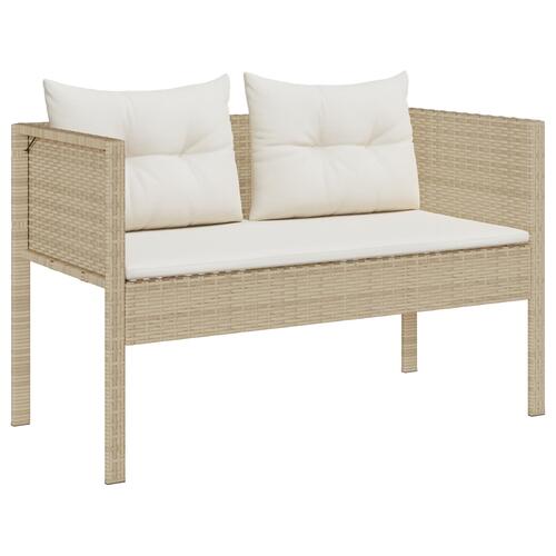 Udendørs Sofa Sæt Beige og Creme Rattan og Stof Mellem Holdbar