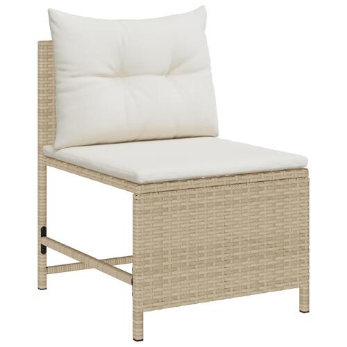 Udendørs Sofa Sæt Beige og Creme Rattan og Stof Mellem Holdbar