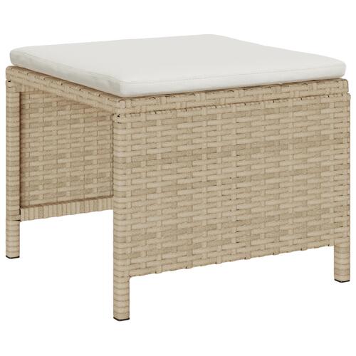 Udendørs Sofa Sæt Beige og Creme Rattan og Stof Mellem Holdbar
