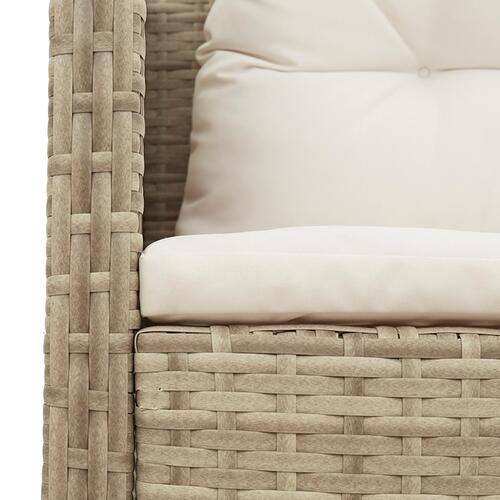 Udendørs Sofa Sæt Beige og Creme Rattan og Stof Mellem Holdbar