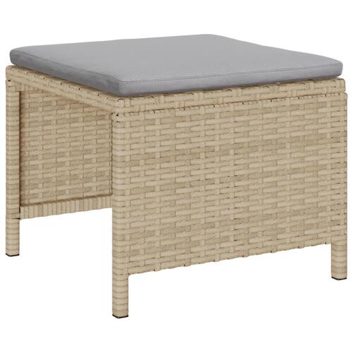 Udendørs Sofa Sæt Beige og Lysegrå Rattan, Stof Standard Holdbar