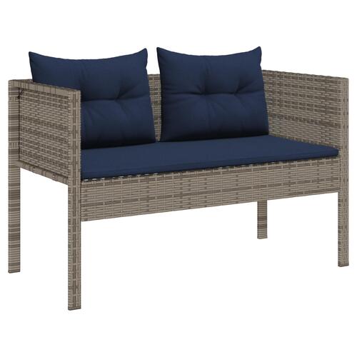 Udendørs Sofa Sæt Grå og marineblå Rattan med metalramme Standard