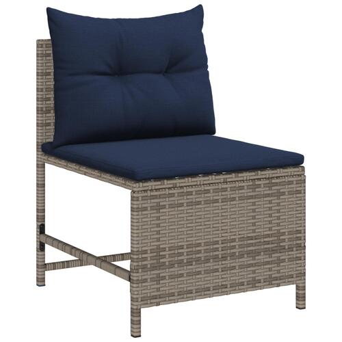 Udendørs Sofa Sæt Grå og marineblå Rattan med metalramme Standard