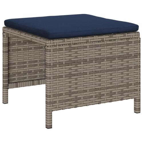 Udendørs Sofa Sæt Grå og marineblå Rattan med metalramme Standard