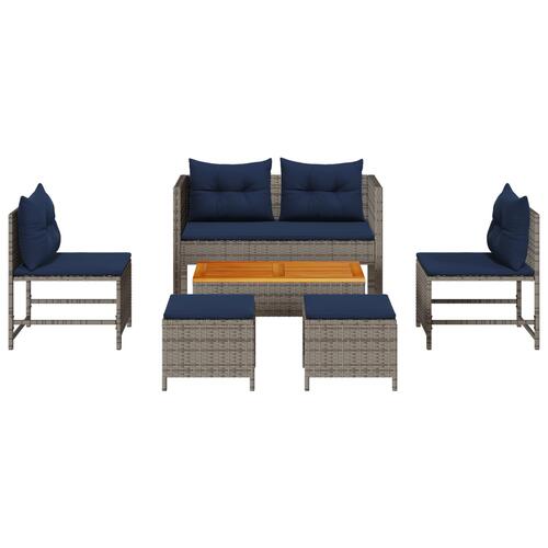 Udendørs Sofa Sæt Grå og marineblå Rattan med metalramme Standard