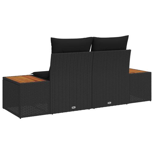 2-personers have sofa med opbevaring og puder sort polyrattan