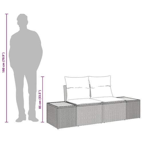2-personers have sofa med opbevaring og puder sort polyrattan