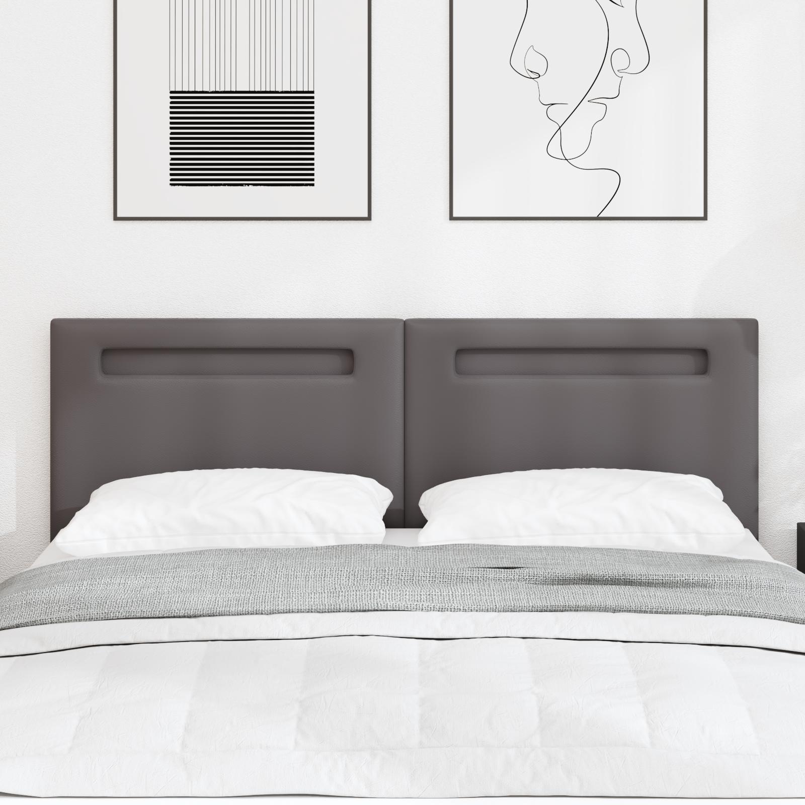 Sengegavl Enkel Design Grå 160 cm Faux Læder