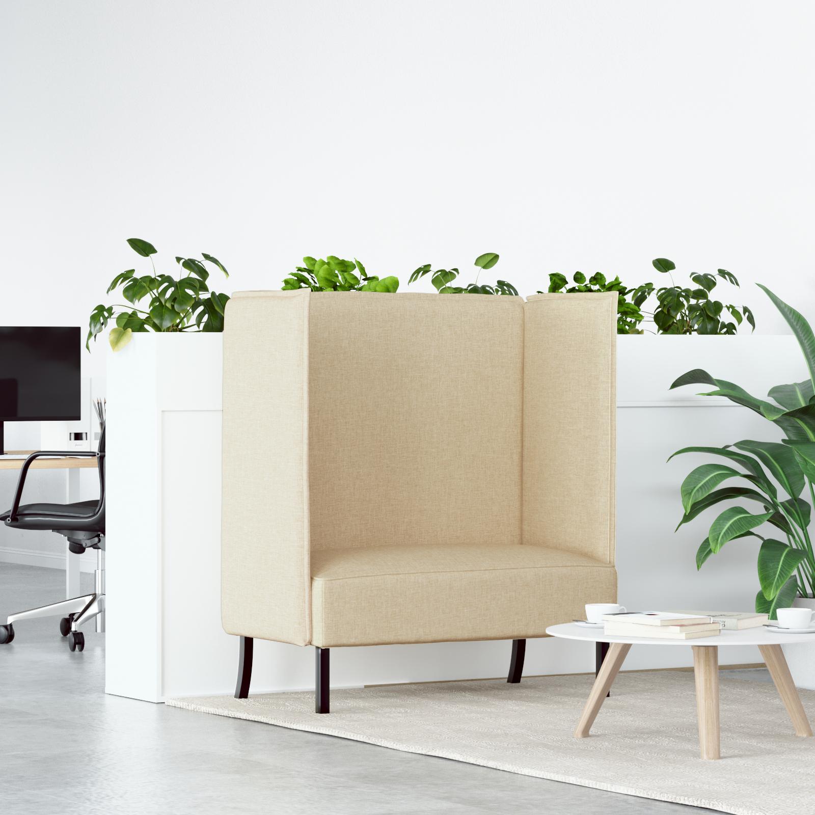 Høj ryg sofa 2-personers - 101 cm, creme stof billede