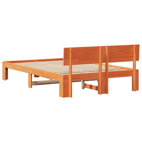 Sengestel med hovedgærde i voks brun 140 x 190 cm
