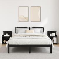 Sengekabinetter 2 stk. Sort egetræ 40x35x60 cm Konstrueret træ