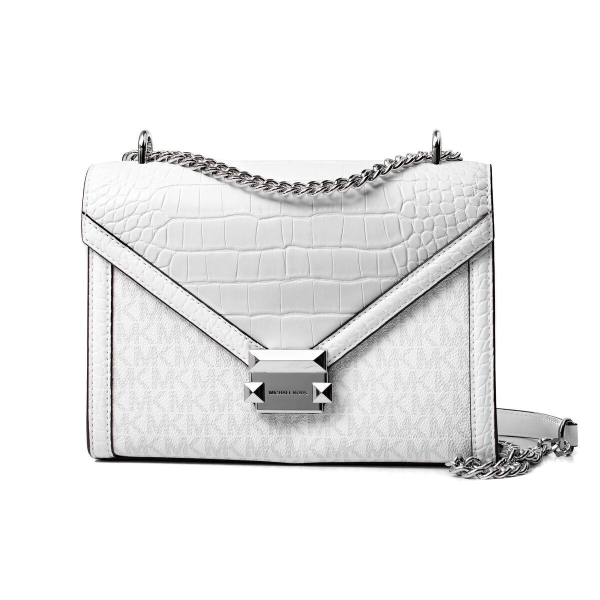 Michael Kors Whitney skuldertaske - hvid, 24 × 18 × 8 cm