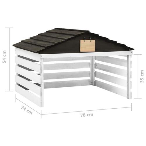 Skur til robotplæneklipper 78x74x54 cm fyrretræ sort og hvid