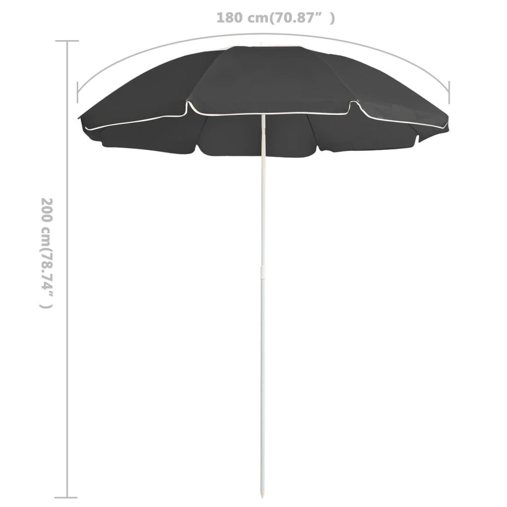 Parasol med stålstang 180 cm antracitgrå