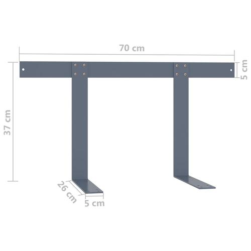 Ryglæn til pallesofa 70 cm jern lysegrå