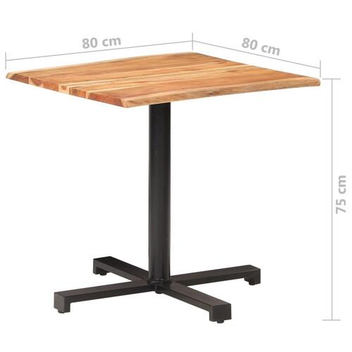 Bistrobord med naturlige kanter 80x80x75 cm massivt akacietræ