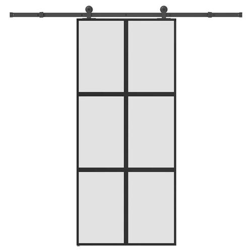 Skydedør med hardwaresæt 90x205 cm hærdet glas og aluminium