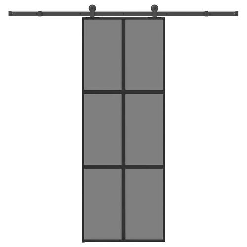 Skydedør med hardwaresæt 76x205 cm hærdet glas og aluminium