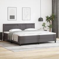 Box Spring Seng med Madras Grå 200x200 cm Faux Læder