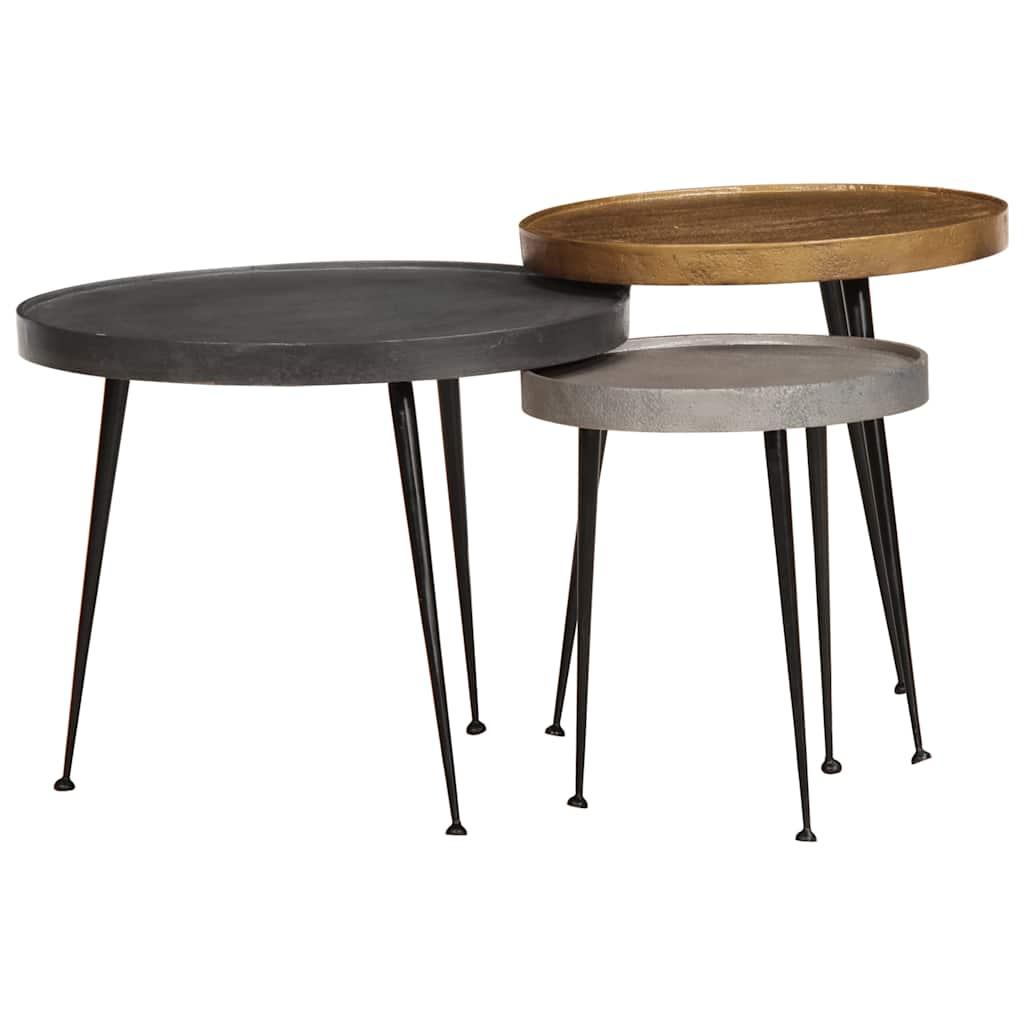 Sofabord 3 stk. konstrueret træ flerfarvet