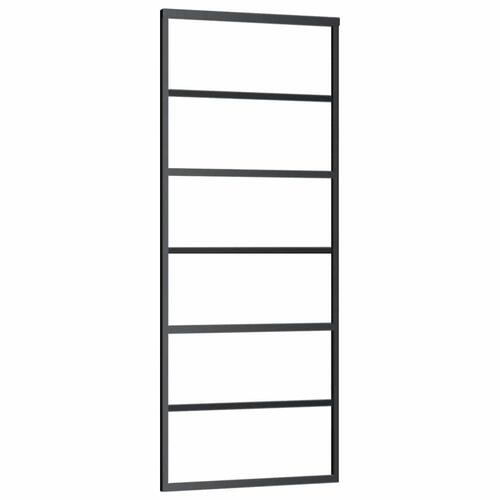 Skydedør med hardwaresæt 76x205 cm ESG glas sort