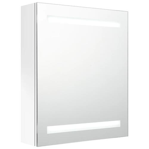 Badeværelsesskab med spejl + LED-lys 50x14x60 cm blank hvid