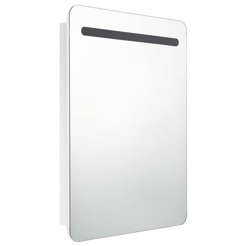 Badeværelsesskab med spejl + LED-lys 60x11x80 cm skinnende hvid