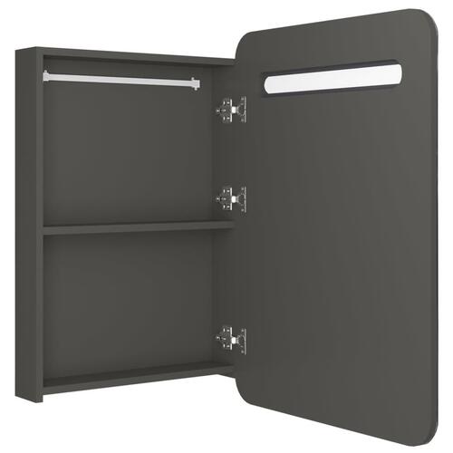 Badeværelsesskab med spejl + LED-lys 60x11x80 cm antracitgrå