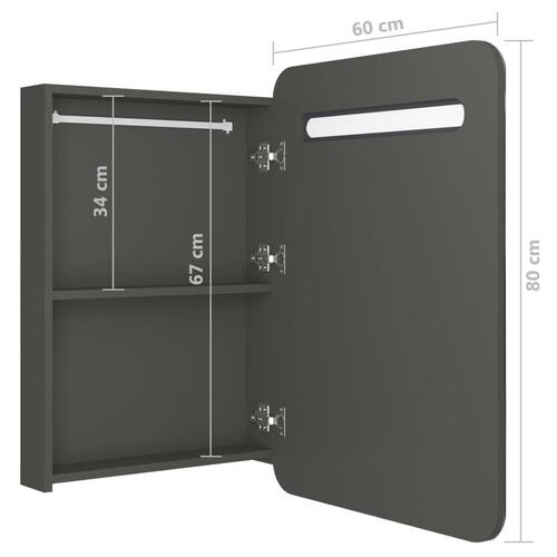 Badeværelsesskab med spejl + LED-lys 60x11x80 cm antracitgrå