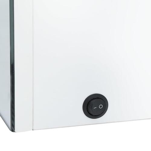 Badeværelsesskab med spejl + LED-lys 62x14x60 cm skinnende hvid
