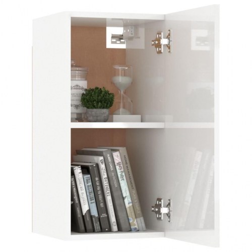 Tv-bord 30,5x30x60 cm konstrueret træ hvid højglans