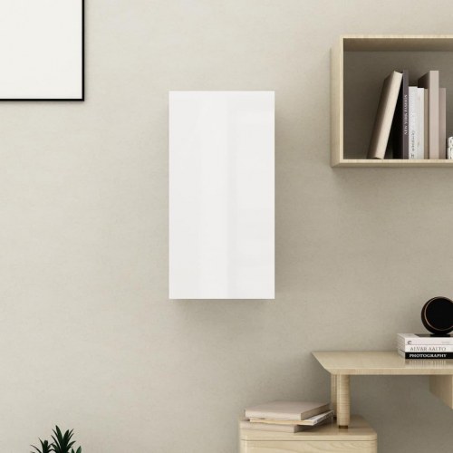 Tv-bord 30,5x30x60 cm konstrueret træ hvid højglans