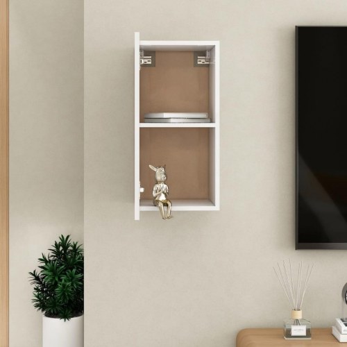 Tv-bord 30,5x30x60 cm konstrueret træ hvid højglans