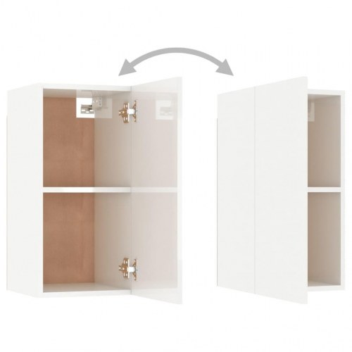 Tv-bord 30,5x30x60 cm konstrueret træ hvid højglans