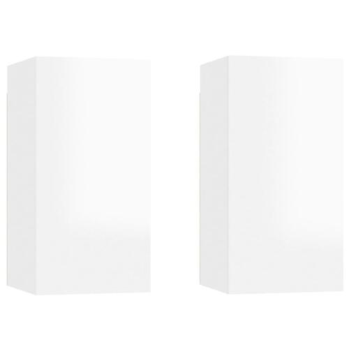 Tv-borde 2 stk. 30,5x30x60 cm konstrueret træ hvid højglans