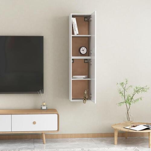 Tv-borde 2 stk. 30,5x30x60 cm konstrueret træ hvid højglans