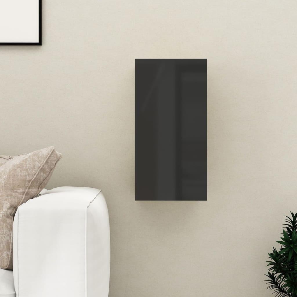Tv-bord 30,5x30x60 cm konstrueret træ sort højglans