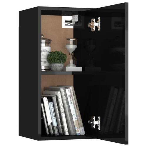 Tv-bord 30,5x30x60 cm konstrueret træ sort højglans