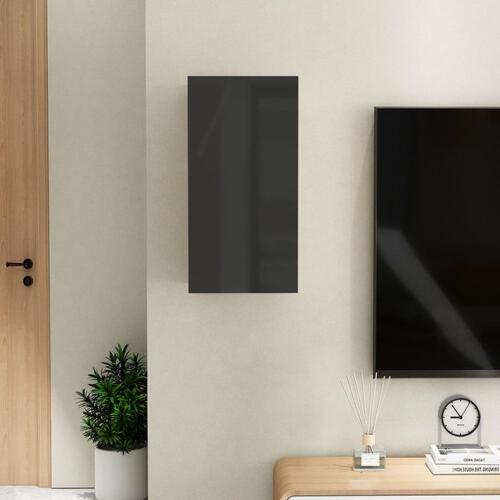 Tv-bord 30,5x30x60 cm konstrueret træ sort højglans