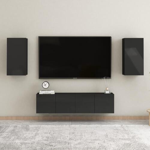 Tv-bord 30,5x30x60 cm konstrueret træ sort højglans