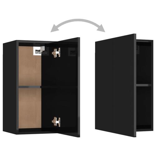 Tv-bord 30,5x30x60 cm konstrueret træ sort højglans