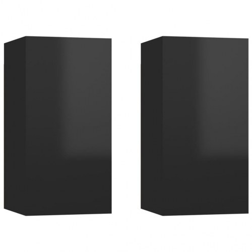 Tv-borde 2 stk. 30,5x30x60 cm konstrueret træ sort højglans