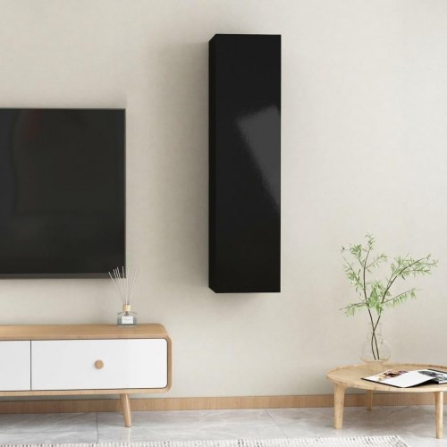 Tv-borde 2 stk. 30,5x30x60 cm konstrueret træ sort højglans